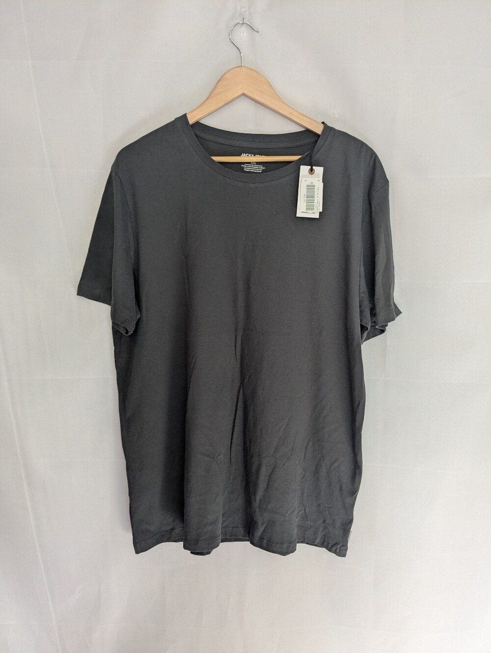 Jack & Jones Essentials Organic Cotton Slim Fit Basic Tee Asphalt Grey XXL NWT